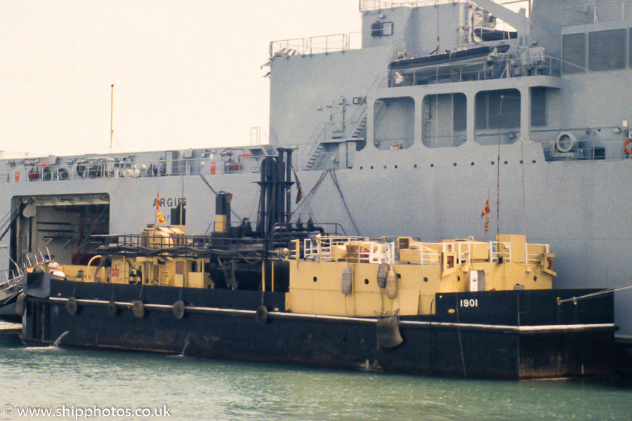 Photograph of the vessel RMAS 1901(TCL) pictured in Portsmouth Naval Base on 11th June 1989