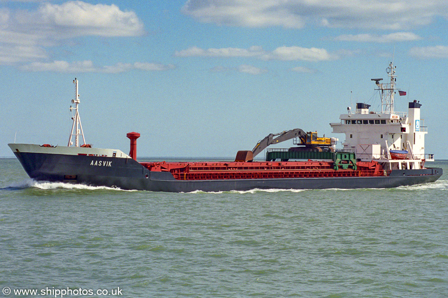 Photograph of the vessel  Aasvik pictured on the River Thames on 31st August 2002