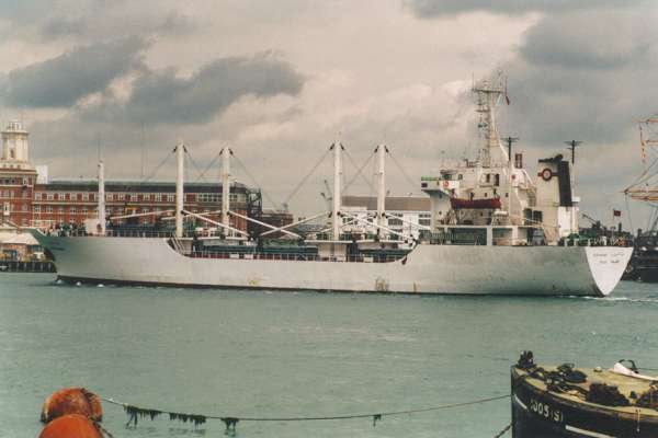 Photograph of the vessel  Abdelmoumen pictured arriving in Portsmouth on 6th June 2000