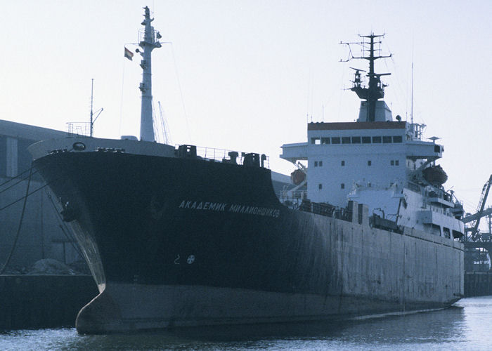 Photograph of the vessel  Akademik Millionschikov pictured laid up in Waalhaven, Rotterdam on 14th April 1996