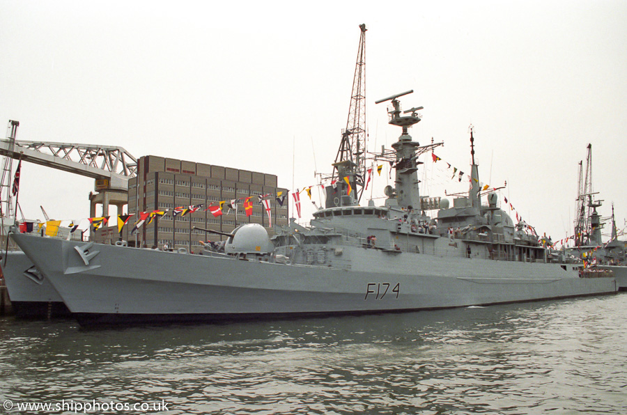 Photograph of the vessel HMS Alacrity pictured in Devonport Naval Base on 28th July 1989