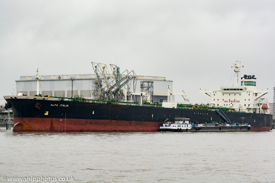 Photograph of the vessel  Alfa Italia pictured at Tranmere Oil Terminal on 20th June 2015