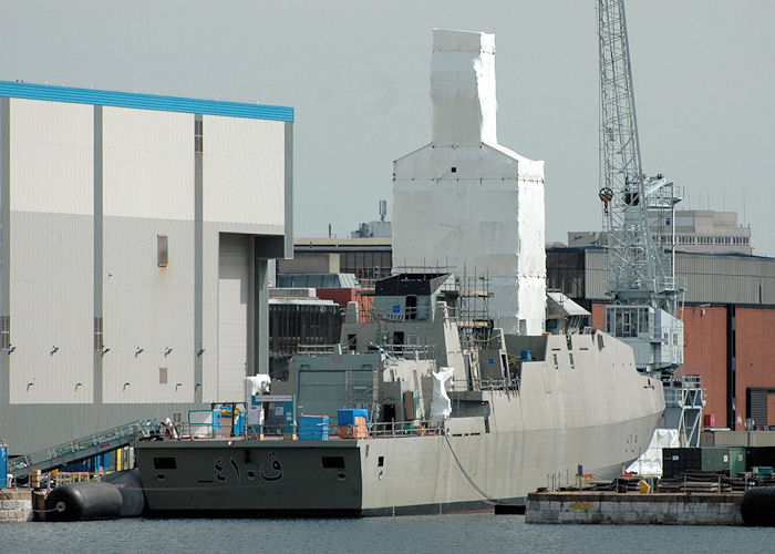 Photograph of the vessel SNV Al Rahmani pictured fitting out in Portsmouth Naval Base on 14th August 2010