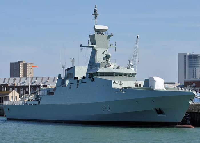 Photograph of the vessel SNV Al Rahmani pictured in Portsmouth Naval Base on 8th June 2013