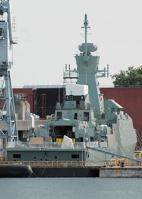 Photograph of the vessel SNV Al Shamikh pictured fitting out in Portsmouth Naval Base on 14th August 2010