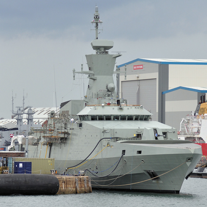 Photograph of the vessel SNV Al Shamikh pictured fitting out in Portsmouth Naval Base on 6th August 2011