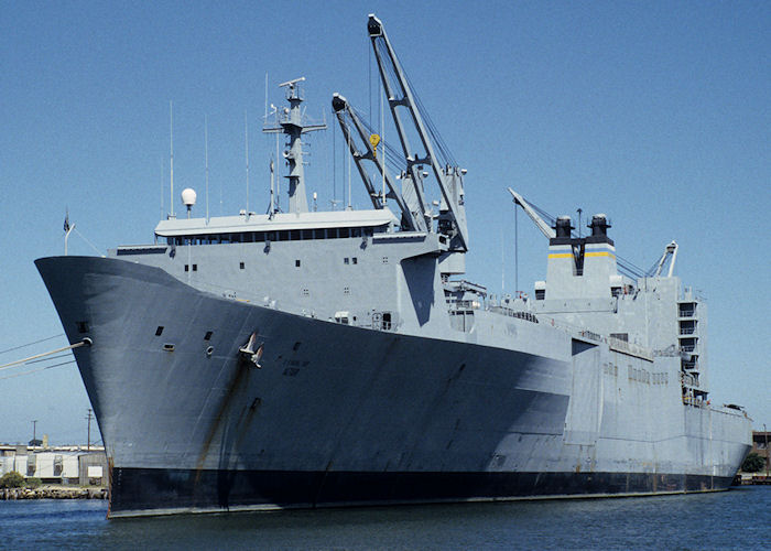Photograph of the vessel USNS Altair pictured laid up at Norfolk on 20th September 1994