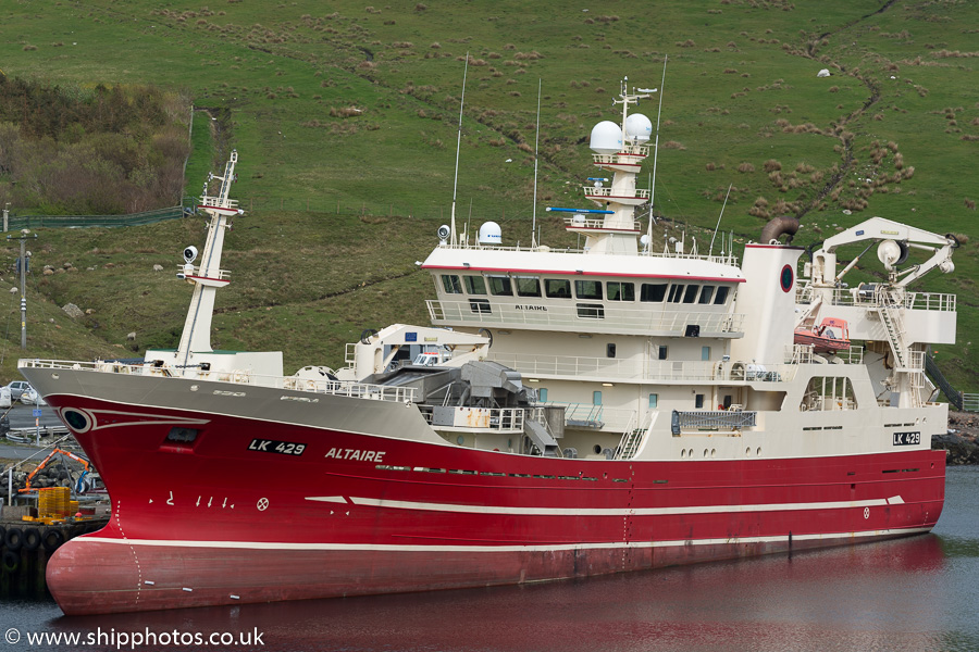 Photograph of the vessel fv Altaire pictured at Collafirth Pier on 19th May 2015