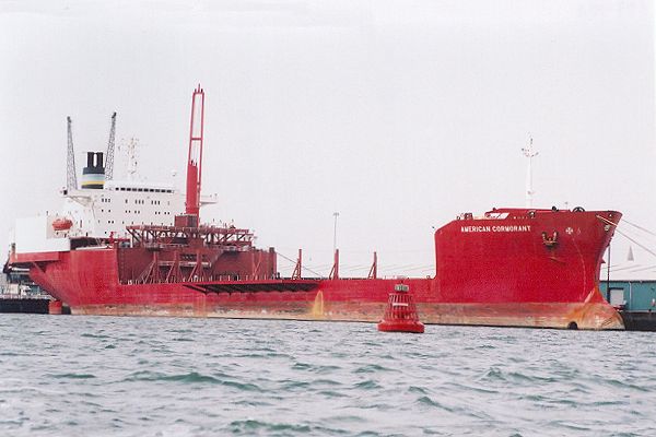Photograph of the vessel USNS American Cormorant pictured at Southampton on 29th August 2001