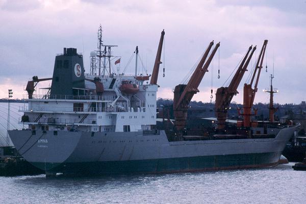 Photograph of the vessel  Amna pictured at Harwich on 18th March 2001