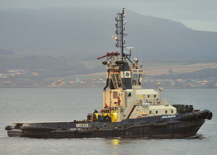 Photograph of the vessel  Anglegarth pictured departing James Watt Dock, Greenock on 25th September 2011