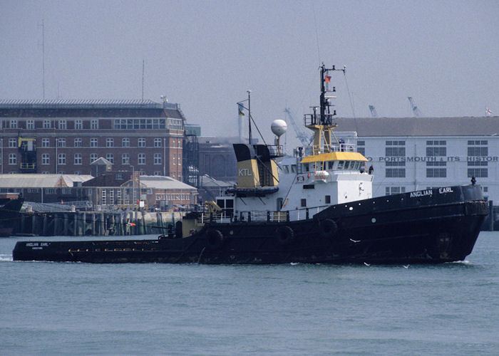 Photograph of the vessel  Anglian Earl pictured departing Portsmouth Harbour on 23rd July 1996