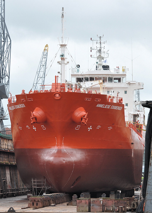 Photograph of the vessel  Anneliese Essberger pictured in dry dock in Eemhaven, Rotterdam on 24th June 2012