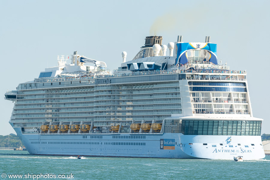 Photograph of the vessel  Anthem of the Seas pictured departing Southampton on 7th July 2023