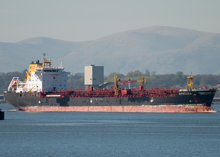 Photograph of the vessel  Apatura pictured passing Queensferry on 18th April 2014