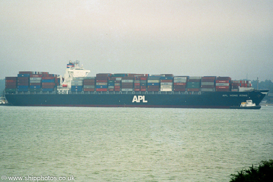 Photograph of the vessel  APL Hong Kong pictured arriving in Southampton on 18th August 2003