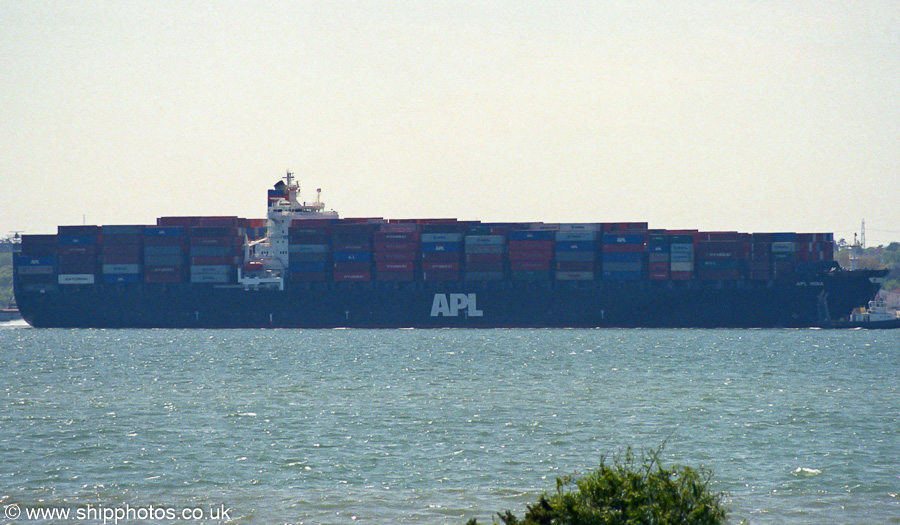 Photograph of the vessel  APL India pictured arriving at Southampton on 4th May 2003