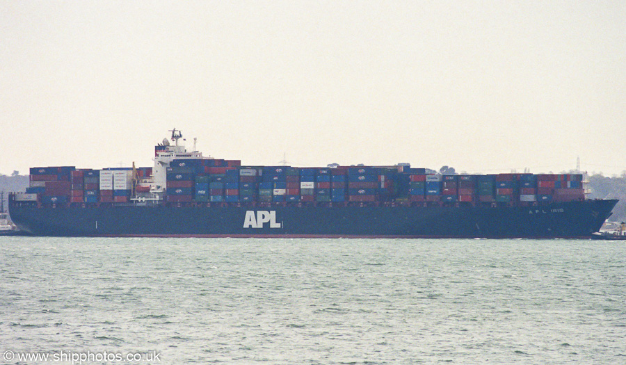 Photograph of the vessel  APL Iris pictured arriving at Southampton on 13th April 2003