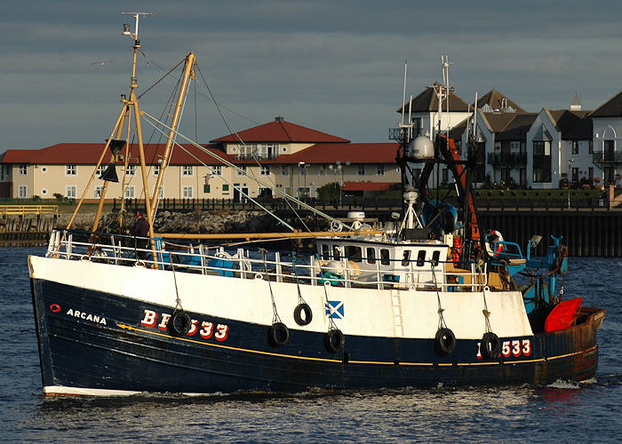 Photograph of the vessel fv Arcana pictured arriving at North Shields on 25th September 2009