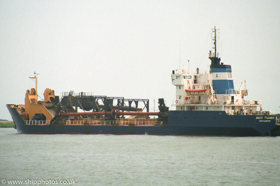 Photograph of the vessel  Arco Thames pictured on the River Thames on 17th June 1989
