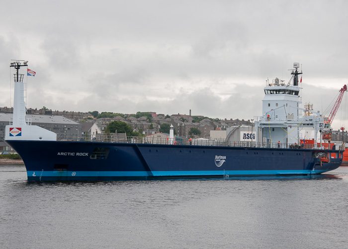 Photograph of the vessel  Arctic Rock pictured departing Aberdeen on 13th June 2014