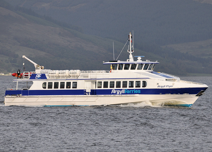 Photograph of the vessel  Argyll Flyer pictured approaching Gourock on 24th September 2011