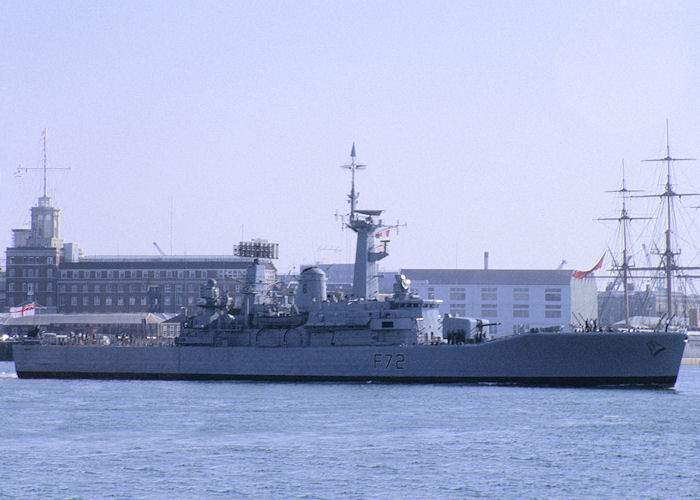 Photograph of the vessel HMS Ariadne pictured departing Portsmouth Harbour on 29th July 1991