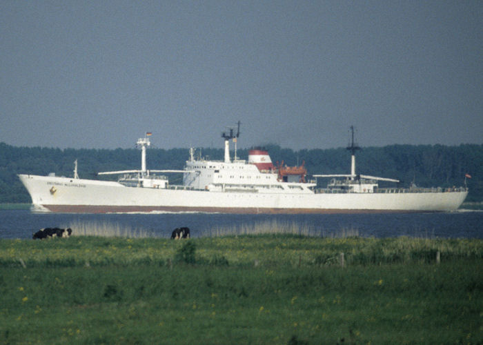 Photograph of the vessel  Aristarhs Belopolskis pictured on the River Elbe on 6th June 1997