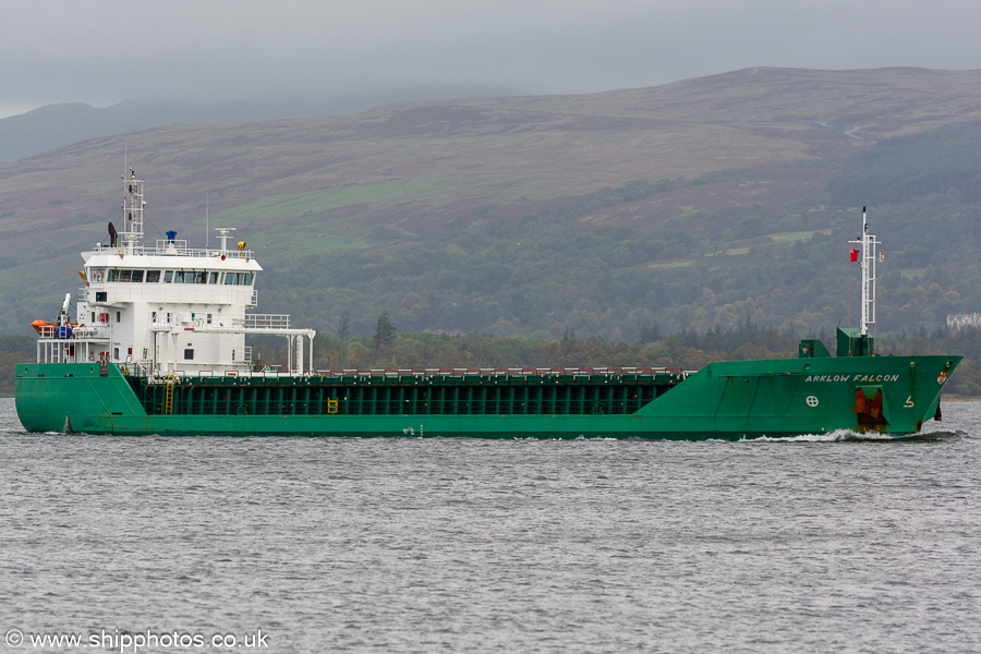 Photograph of the vessel  Arklow Falcon pictured passing Greenock on 28th September 2023