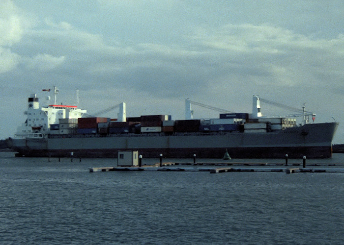 Photograph of the vessel  Arlberg pictured arriving at Southampton on 3rd September 1988