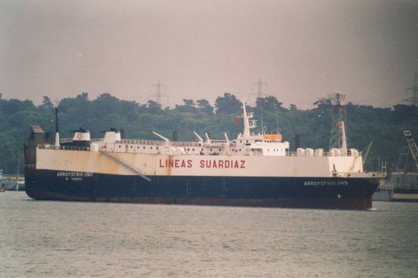 Photograph of the vessel  Arroyofrio Uno pictured arriving in Southampton on 12th June 2000