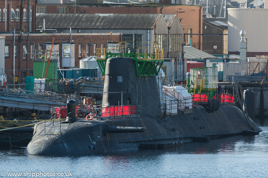 Photograph of the vessel HMS Artful pictured fitting out at Barrow-in-Furness on 8th March 2015