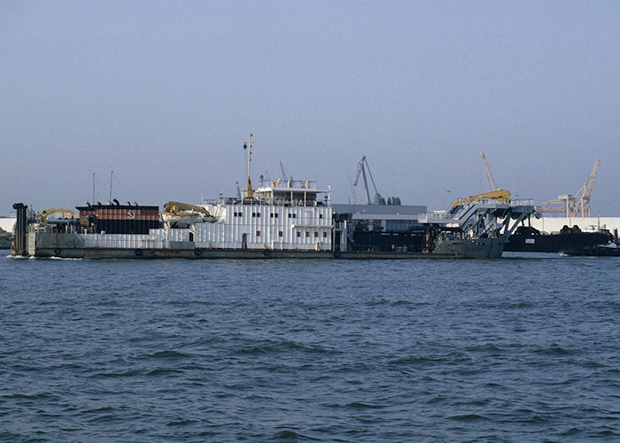 Photograph of the vessel  Aspheron pictured departing Rotterdam under tow on 27th September 1992
