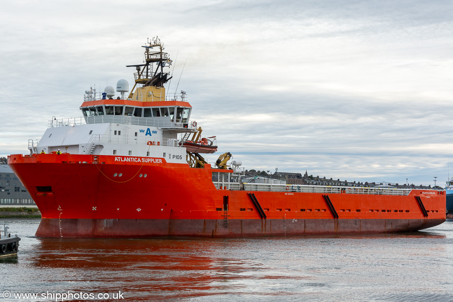 Photograph of the vessel  Atlantica Supplier pictured departing Aberdeen on 9th August 2023