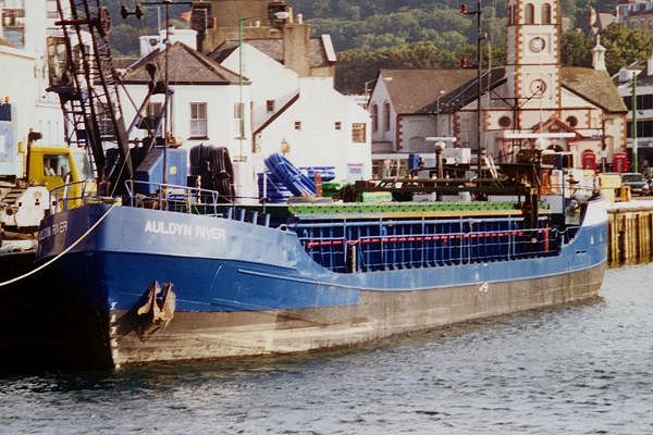 Photograph of the vessel  Auldyn River pictured in Ramsey on 11th August 2001