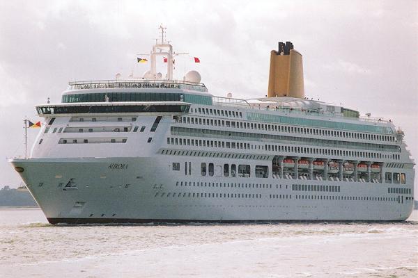 Photograph of the vessel  Aurora pictured departing Southampton on 22nd July 2001