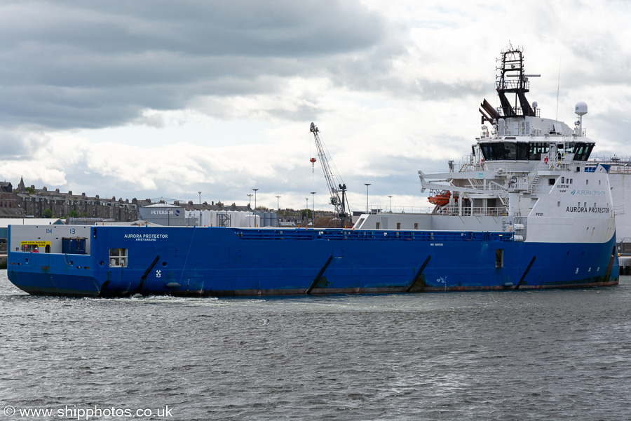 Photograph of the vessel  Aurora Protector pictured at Aberdeen on 13th May 2022
