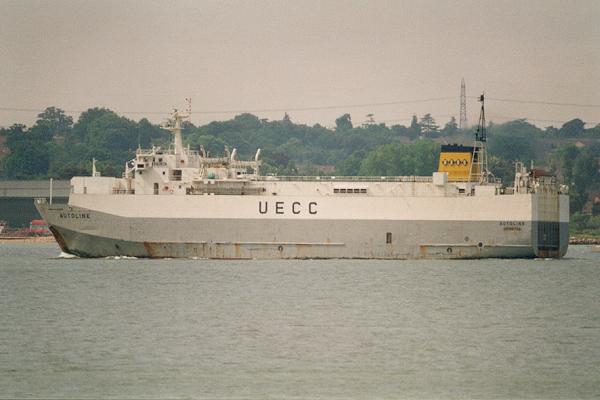 Photograph of the vessel  Autoline pictured departing Southampton on 13th June 1995