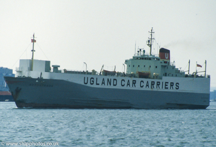 Photograph of the vessel  Autostrada pictured departing Southampton on 6th August 1989