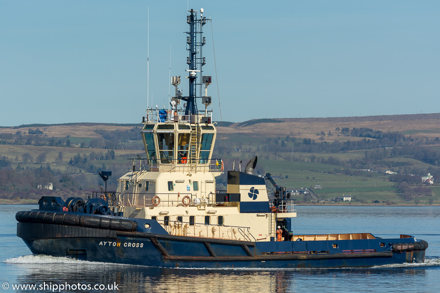 Photograph of the vessel  Ayton Cross pictured passing Greenock on 26th March 2017