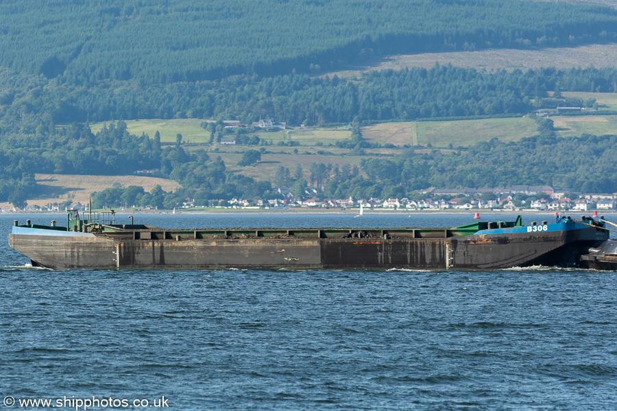 Photograph of the vessel  B306 pictured passing Greenock under tow on 15th July 2021