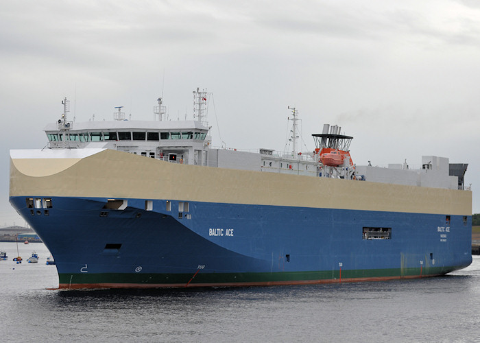 Photograph of the vessel  Baltic Ace pictured departing from the River Tyne on 26th August 2012