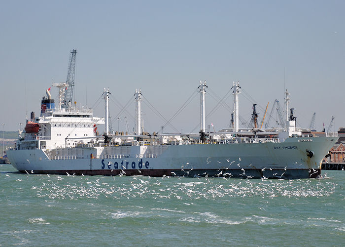 Photograph of the vessel  Bay Phoenix pictured departing Portsmouth on 8th June 2013