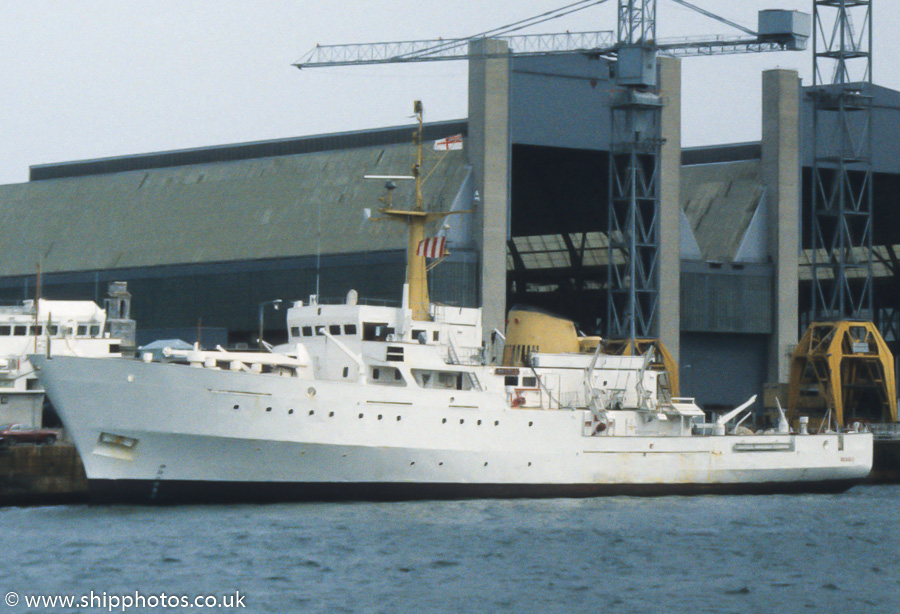 Photograph of the vessel HMS Beagle pictured in Devonport Naval Base on 28th July 1989