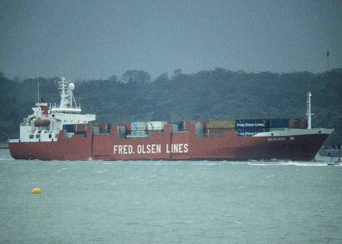 Photograph of the vessel  Bencomo pictured arriving at Southampton on 12th November 1996