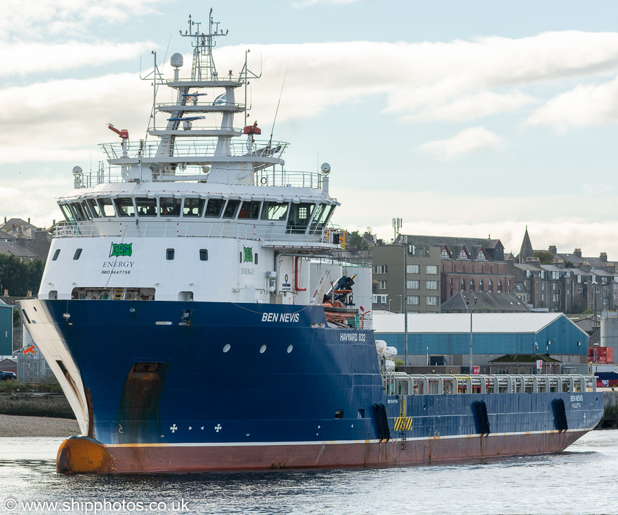 Photograph of the vessel  Ben Nevis pictured departing Aberdeen on 13th October 2021