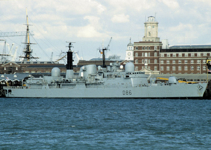 Photograph of the vessel HMS Birmingham pictured in Portsmouth Naval Base on 13th October 1997