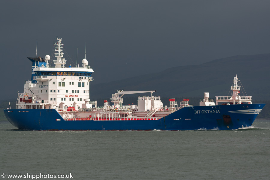 Photograph of the vessel  Bit Oktania pictured passing Greenock on 21st May 2016