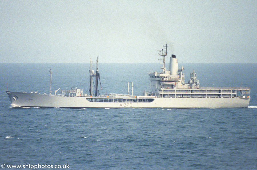 Photograph of the vessel RFA Black Rover pictured approaching Portland Harbour on 27th July 1989