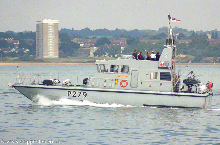 Photograph of the vessel HMS Blazer pictured on Southampton Water on 22nd September 2001